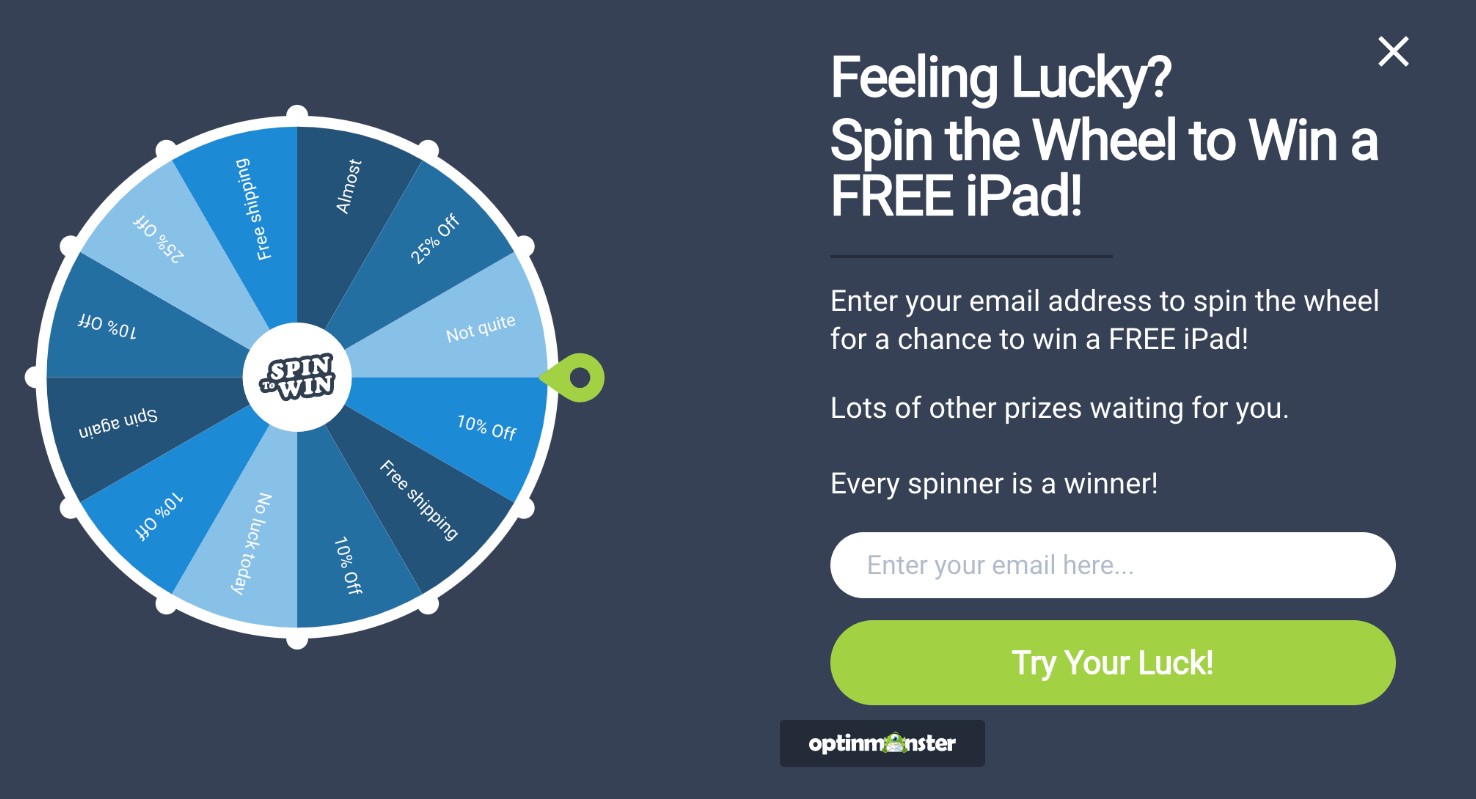 OptinMonster Spin the Wheel Popup
