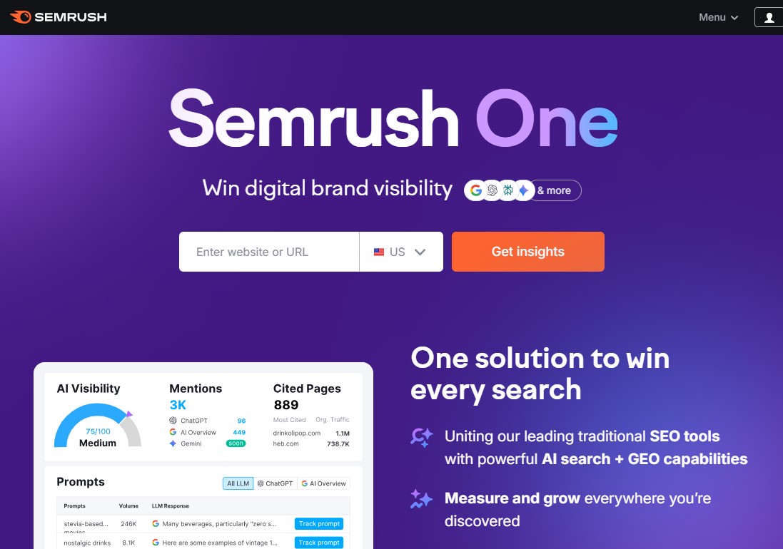 Semrush - AII in One SEO and AI Visibility Tool