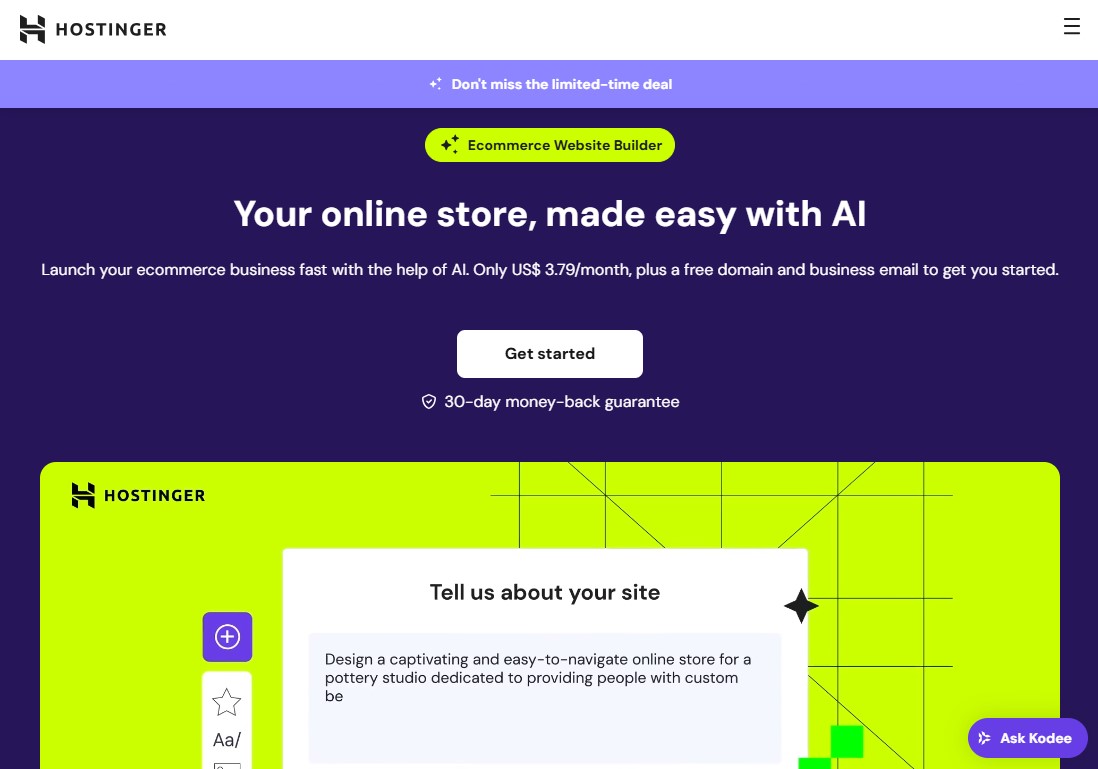 Hostinger eCommerce Website Builder