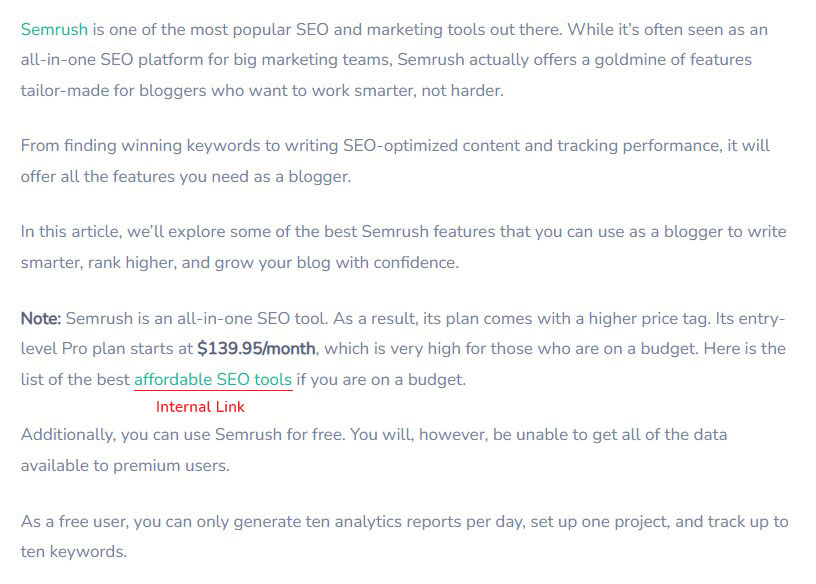 Internal Linking Example
