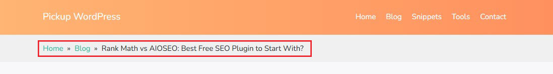 Breadcrumb Links Example