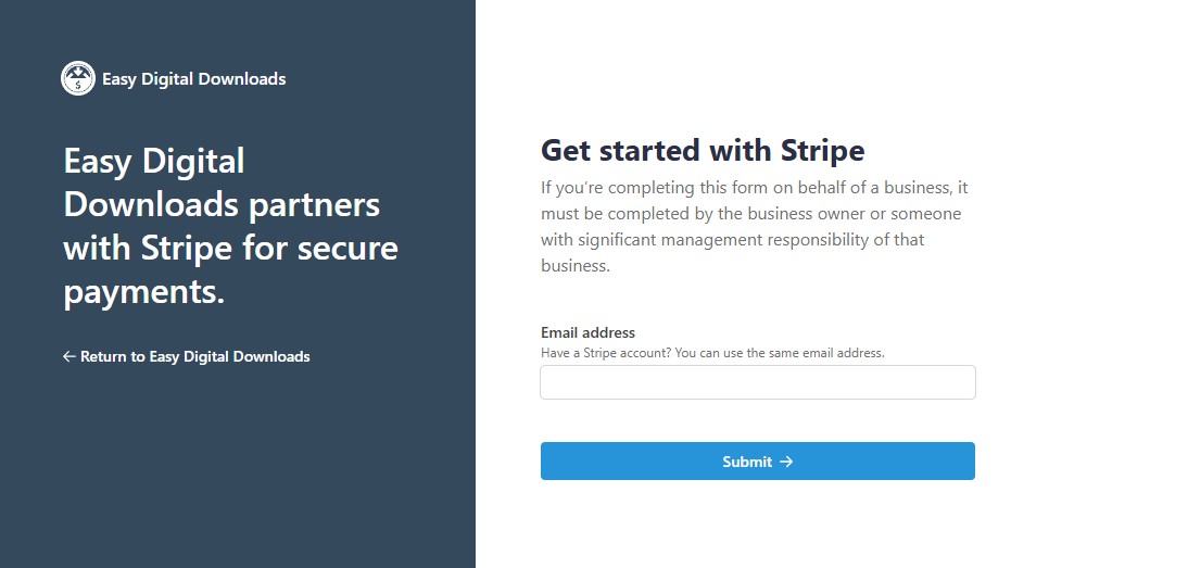 Creating New Stripe Account