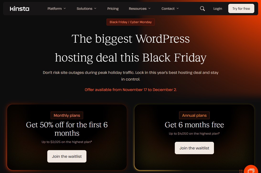 Kinsta Black Friday Deal