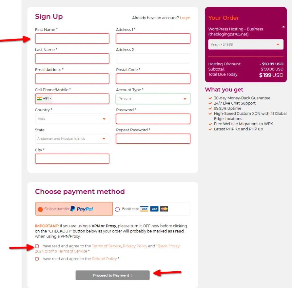 Enter Details and Make Payment