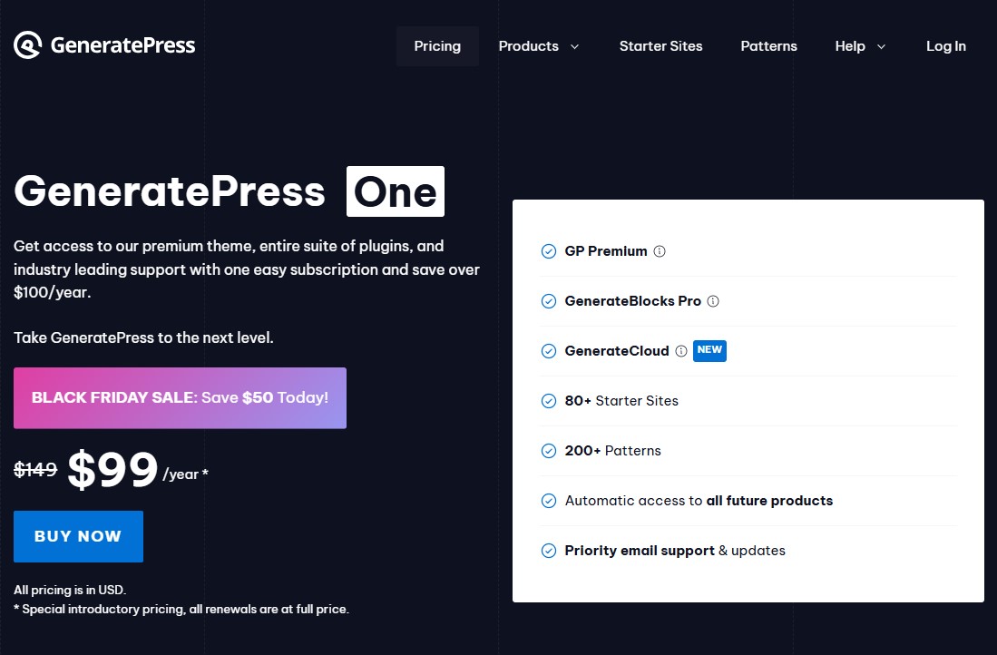 GeneratePress Black Friday Offer