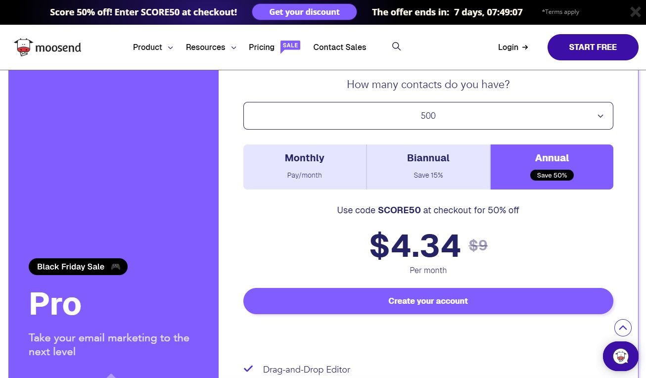 Moosend Black Friday Offer