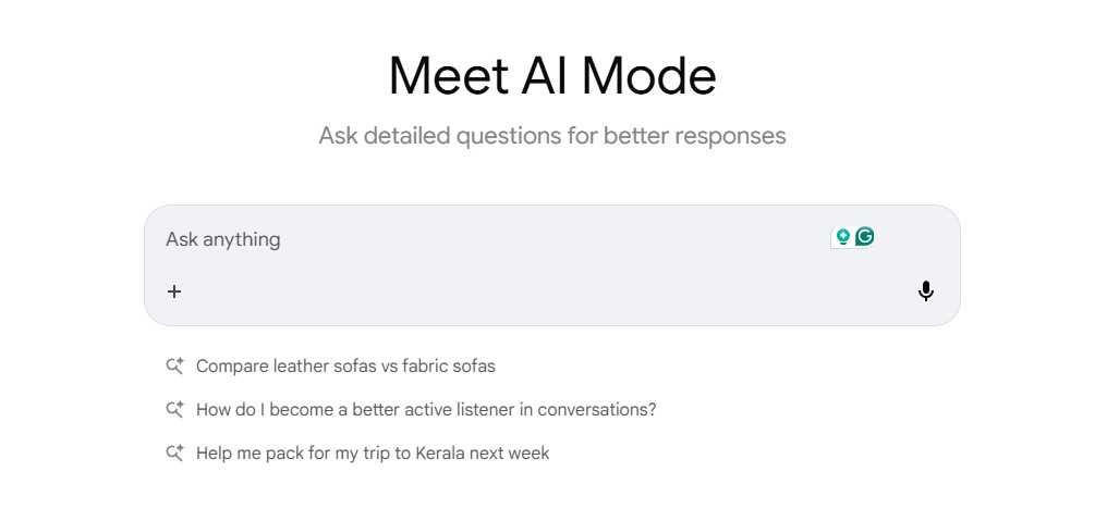 Google AI Mode Homepage