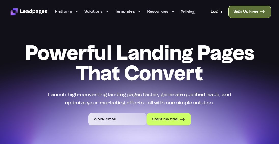 Leadpages Homepage