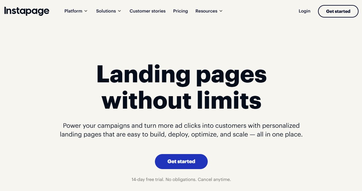 Instapage Landing Page Builder Homepage