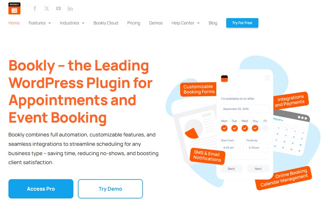 Bookly – WordPress Plugin for Appointments and Event Booking