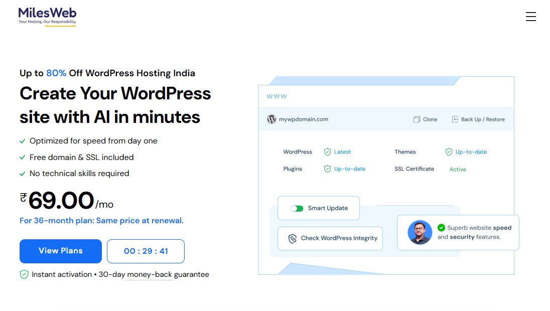 MilesWeb - Best WordPress Hosting Provider in India