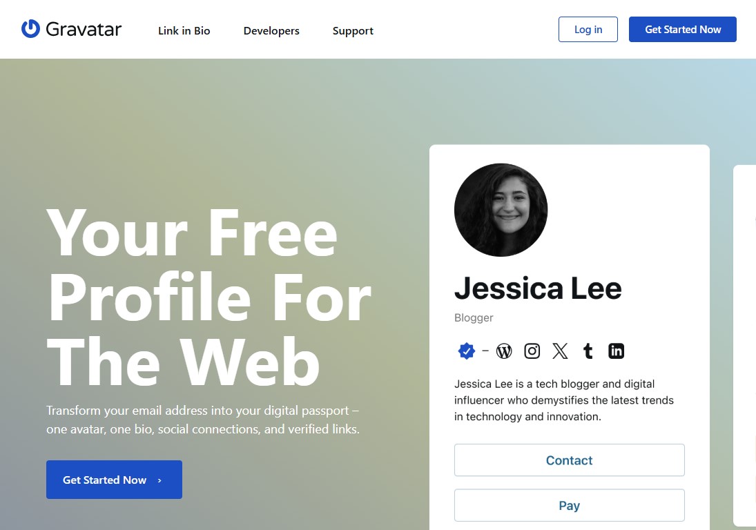 Gravatar Website Homepage