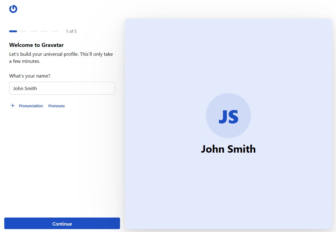 Enter Full Name and Click Continue