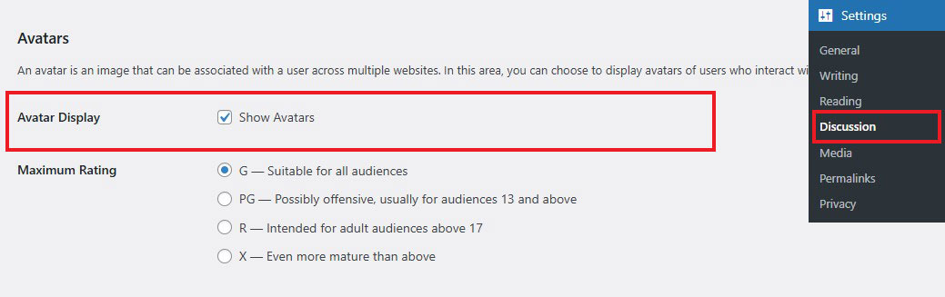 Enable Gravatar on WordPress