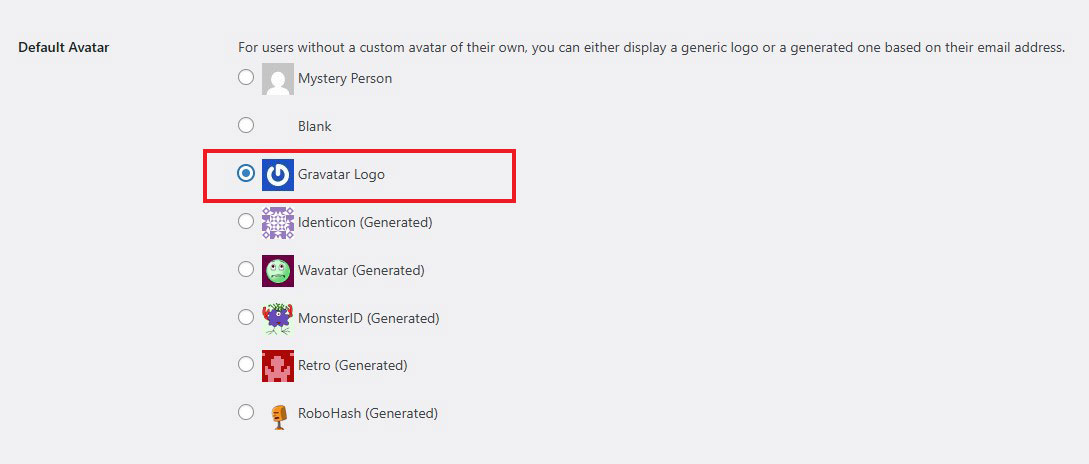 Set a Default Gravatars