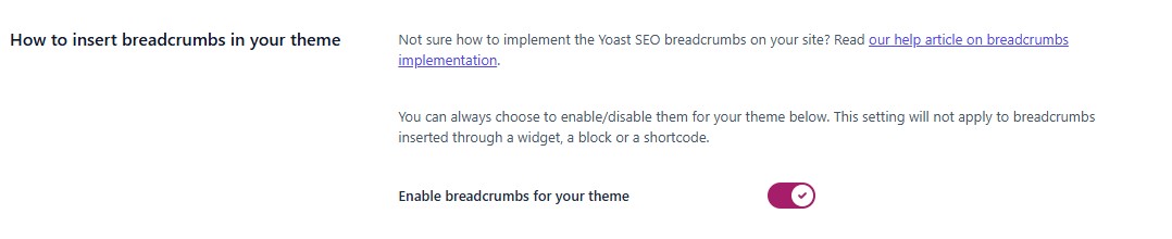 Enable Yoast SEO Breadcrumbs