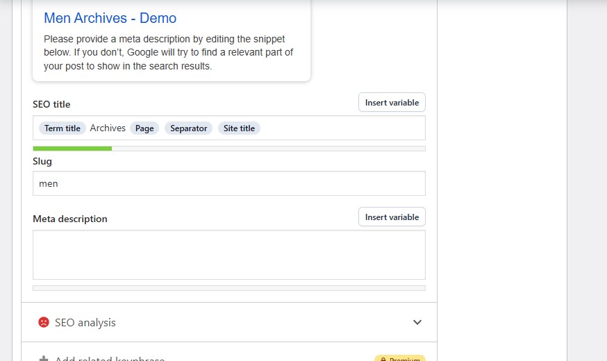 Yoast SEO Title and Meta Description for WooCommerce Product Categories