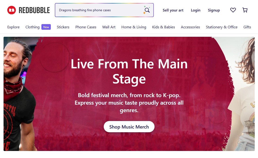 Redbubble Website Homepage